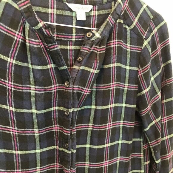 Lucky Brand Blue Plaid Flannel Popover Top Size Small - Picture 4 of 5